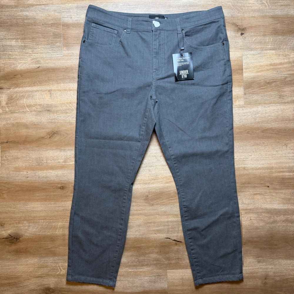 Under 5'10 Garment Dyed Stretch Jeans Mens 36x26 Charcoal Gray Slim Fit New
